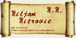Miljan Mitrović vizit kartica